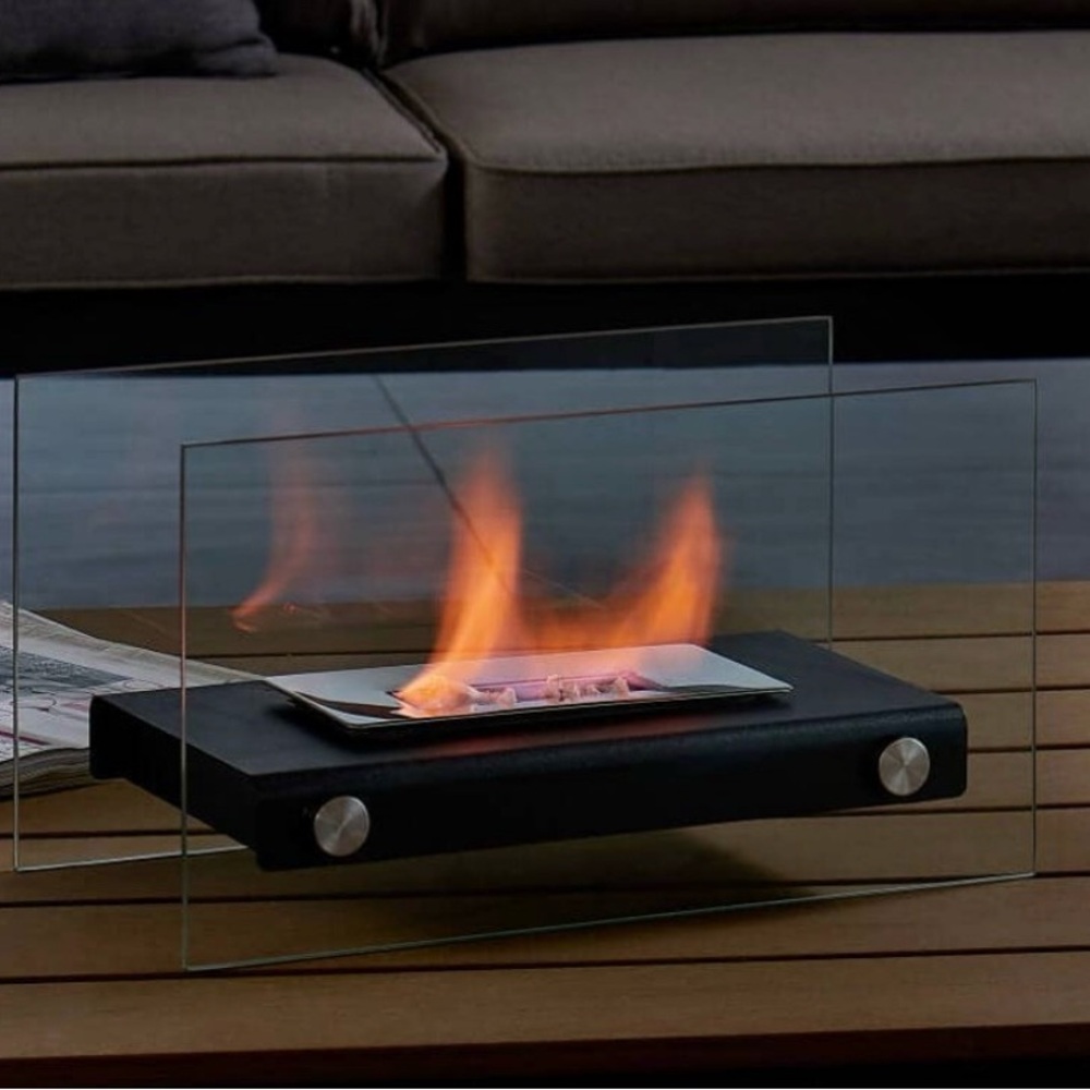 Tabletop Fire Pit with Glass Shield